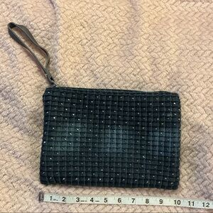 Studded Denim Wristlet